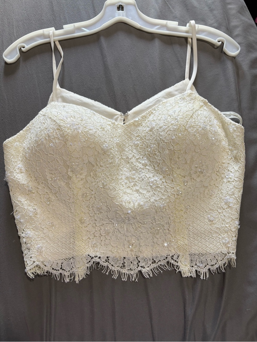 Lace Beaded Ivory Lace Crop Top bodice